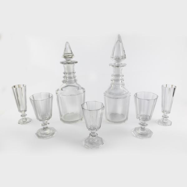 Set of 8 in crystal in the shape of an octagonal chalice