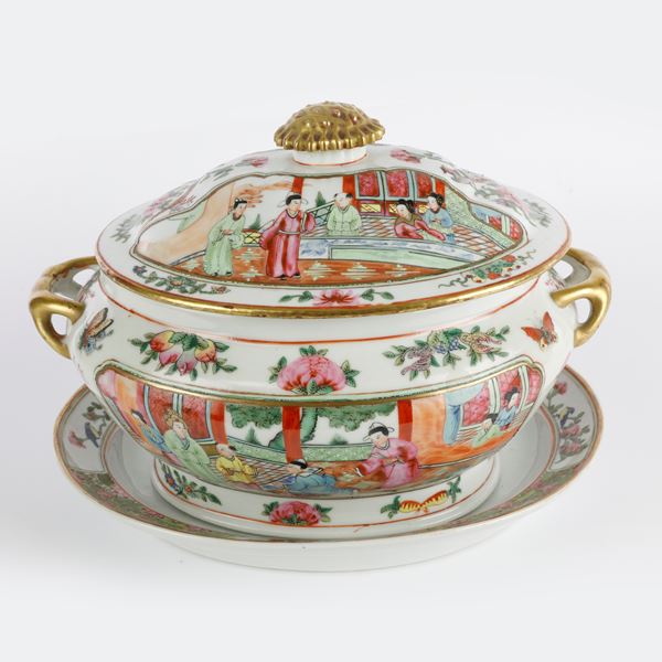 Tureen with porcelain tray,