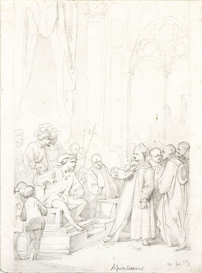 Studio Preparatorio per la Composizione Generale del Dipinto "pier Capponi Lacera i Patti Imposti...
