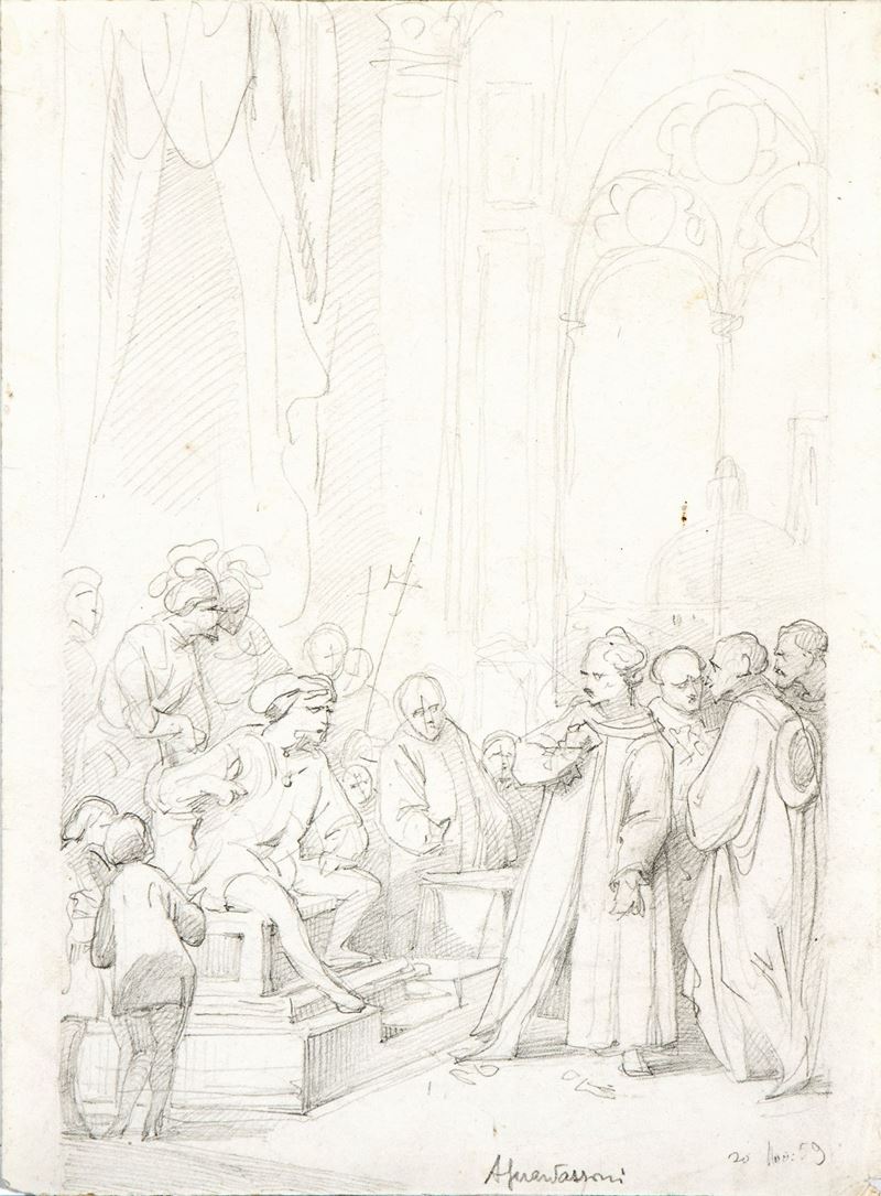 Alessandro Guardassoni - Studio Preparatorio per la Composizione Generale del Dipinto "pier Cappo...