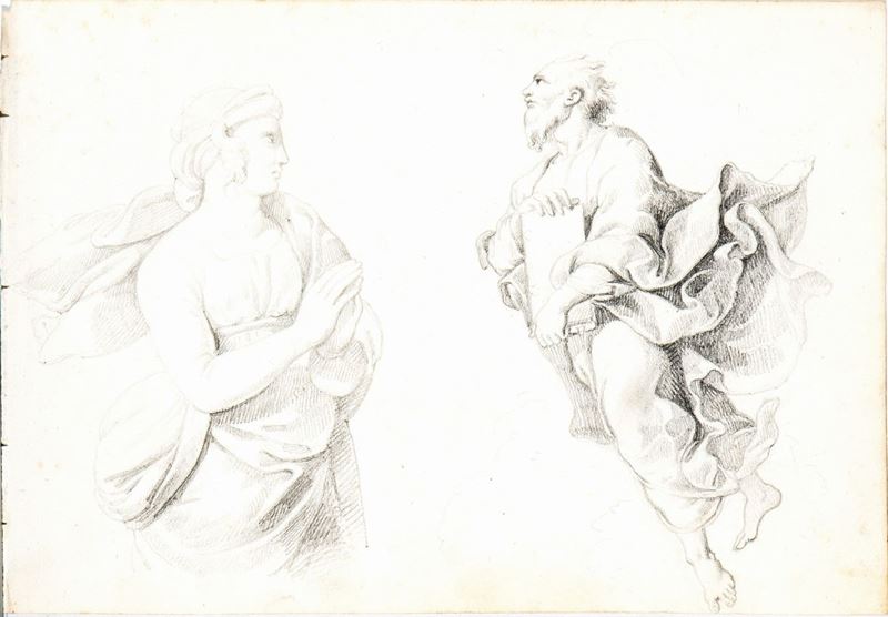Francesco Podesti - Studio per una Figura Femminile in Preghiera e per un Mosè