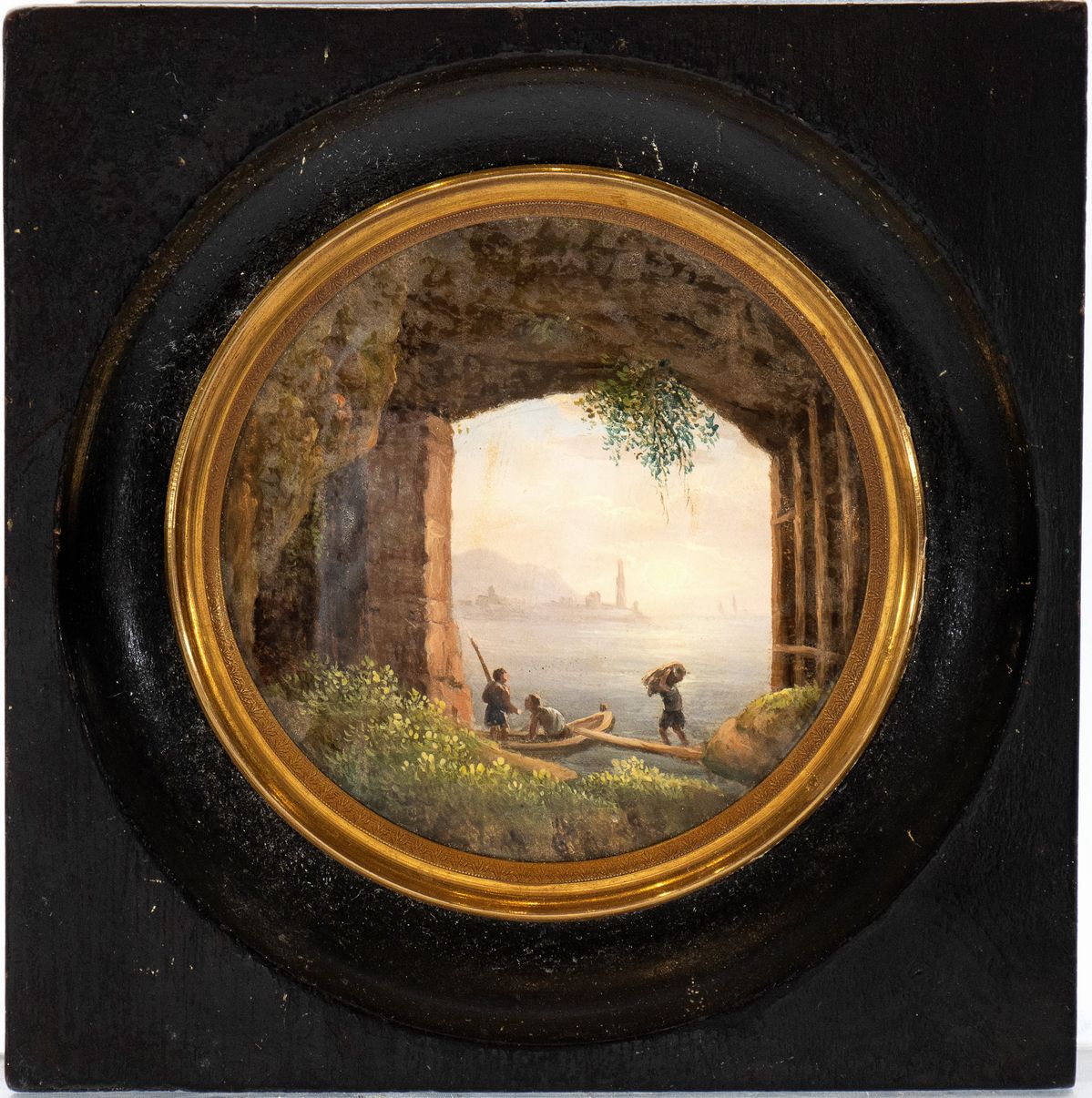 Giovanni Migliara - Paesaggio Lacustre con Arco di Roccia e Figure