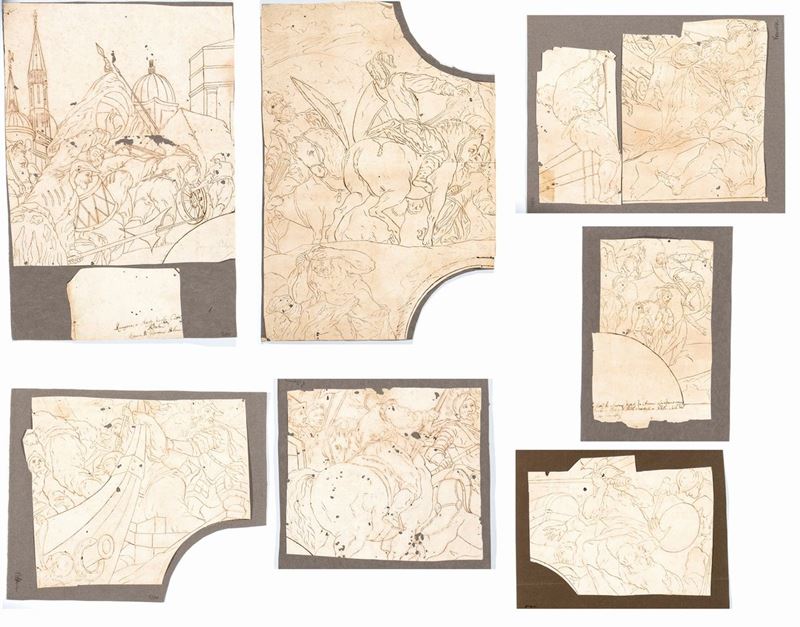 Artista Italiano, XIX Secolo - Serie di Otto Studi Accademici dai Dipinti di Palma il Giovane e P...