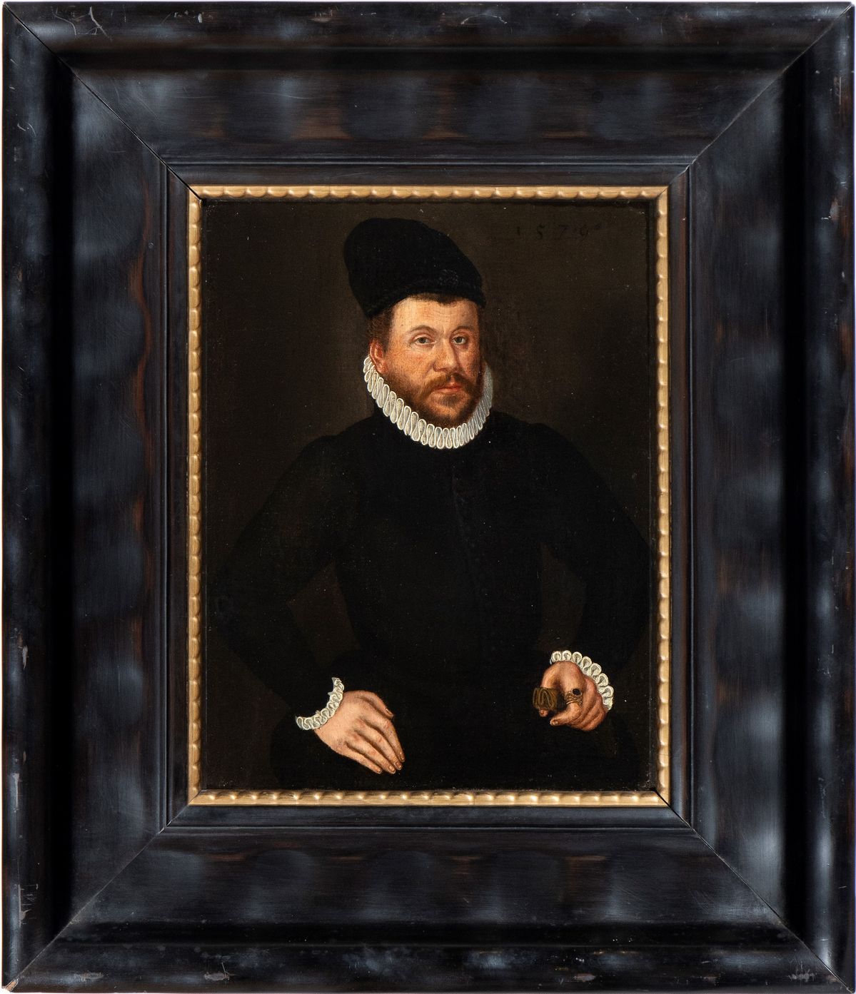 Artista Tedesco, Seconda Metà XVI Secolo - Ritratto di Gentiluomo con Berretto e Gorgiera