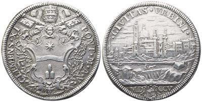 Clemente XI, Mezza piastra 1705 (Anno V), Ag