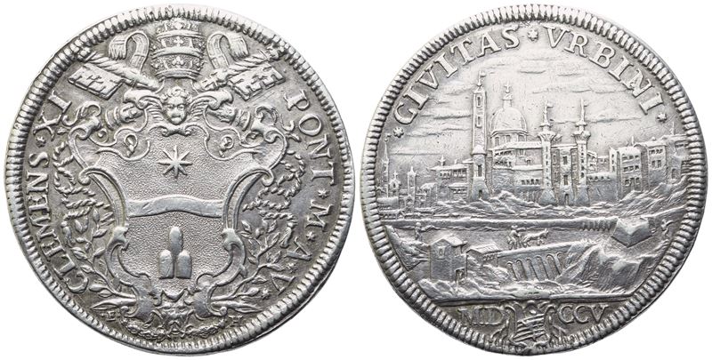Clemente XI, Mezza piastra 1705 (Anno V), Ag
