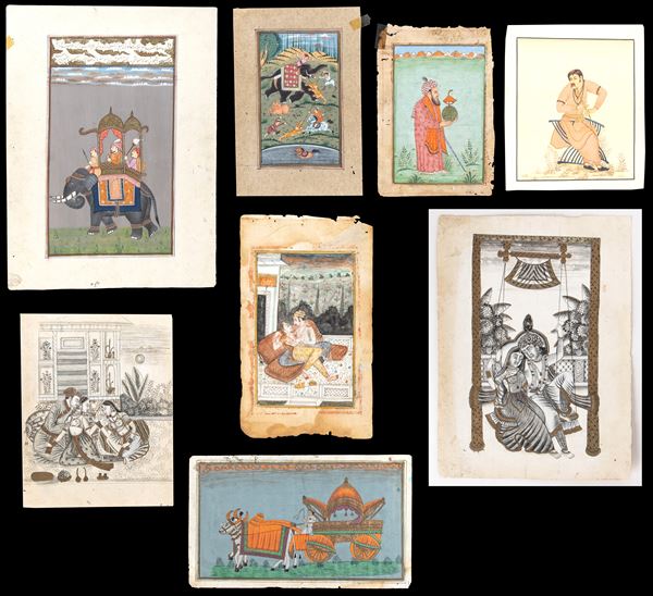 Eight miniature paintings
