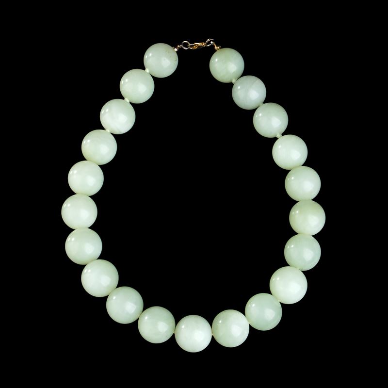 Collana con Sfere in Pietra Verde