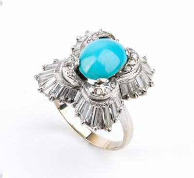 Anello in Oro con Turchese e Diamanti