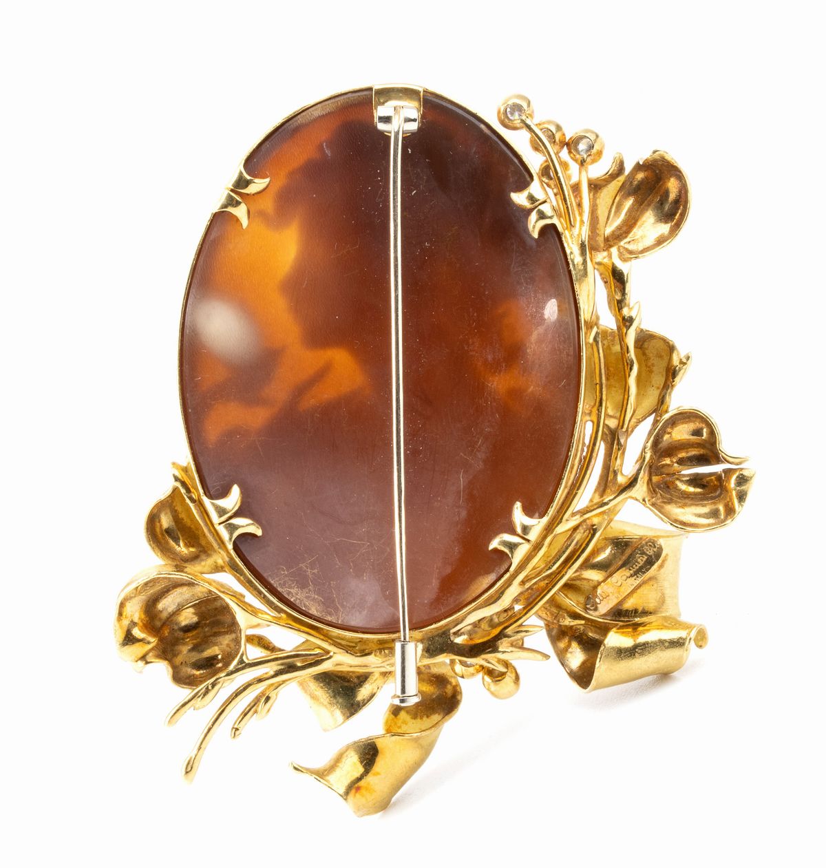 Spilla in Oro con Cammeo e Diamanti