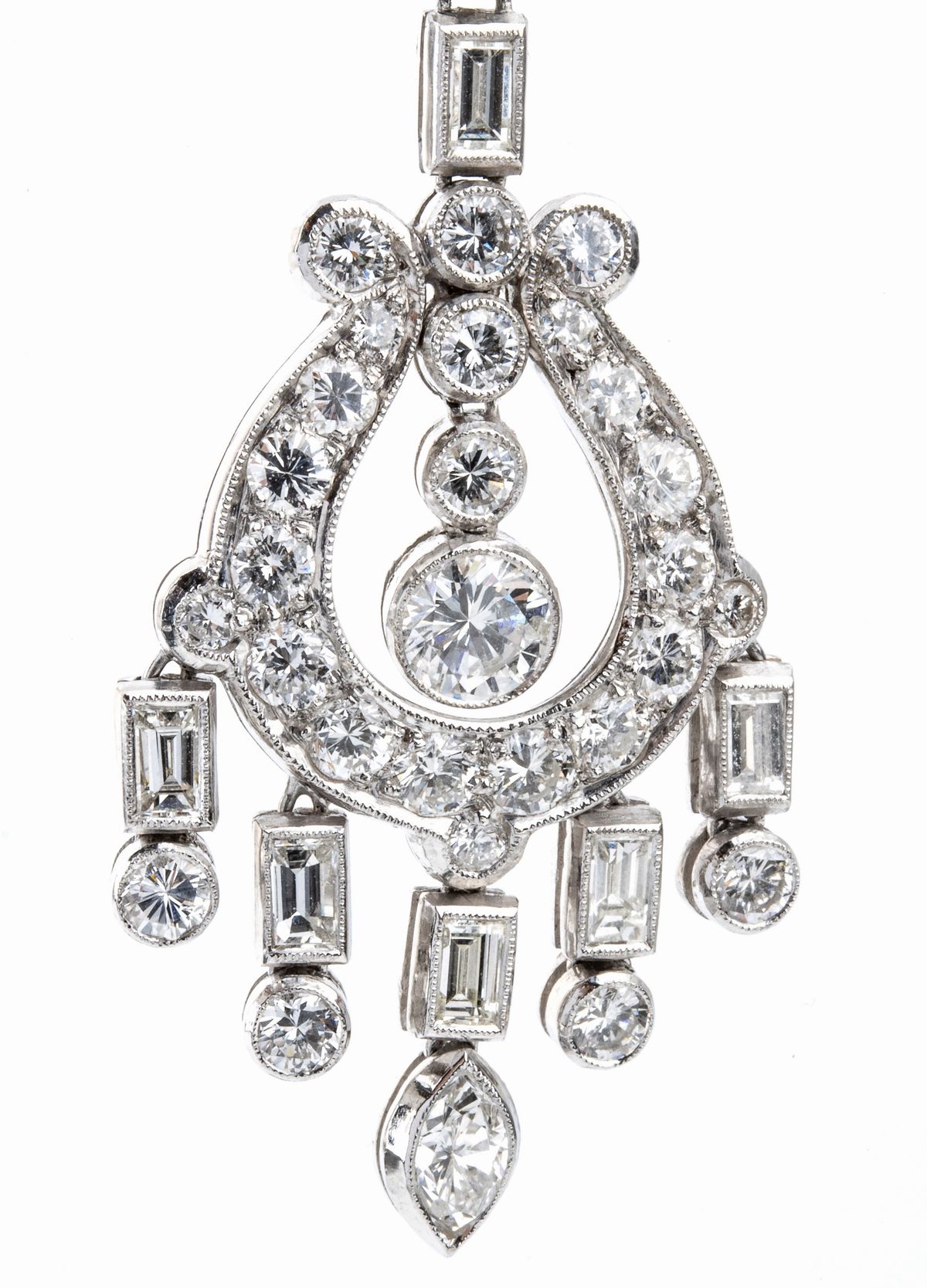 Orecchini Pendenti in Platino con Diamanti - Anni '50