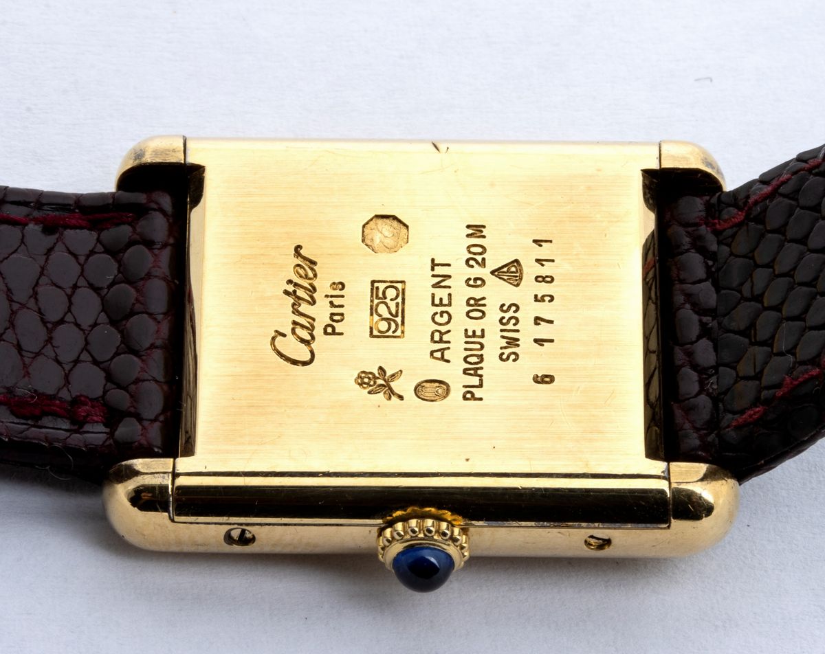 Le Must De Cartier Tank: Orologio da Polso in Argento Vermeille, Anni '70-'80
