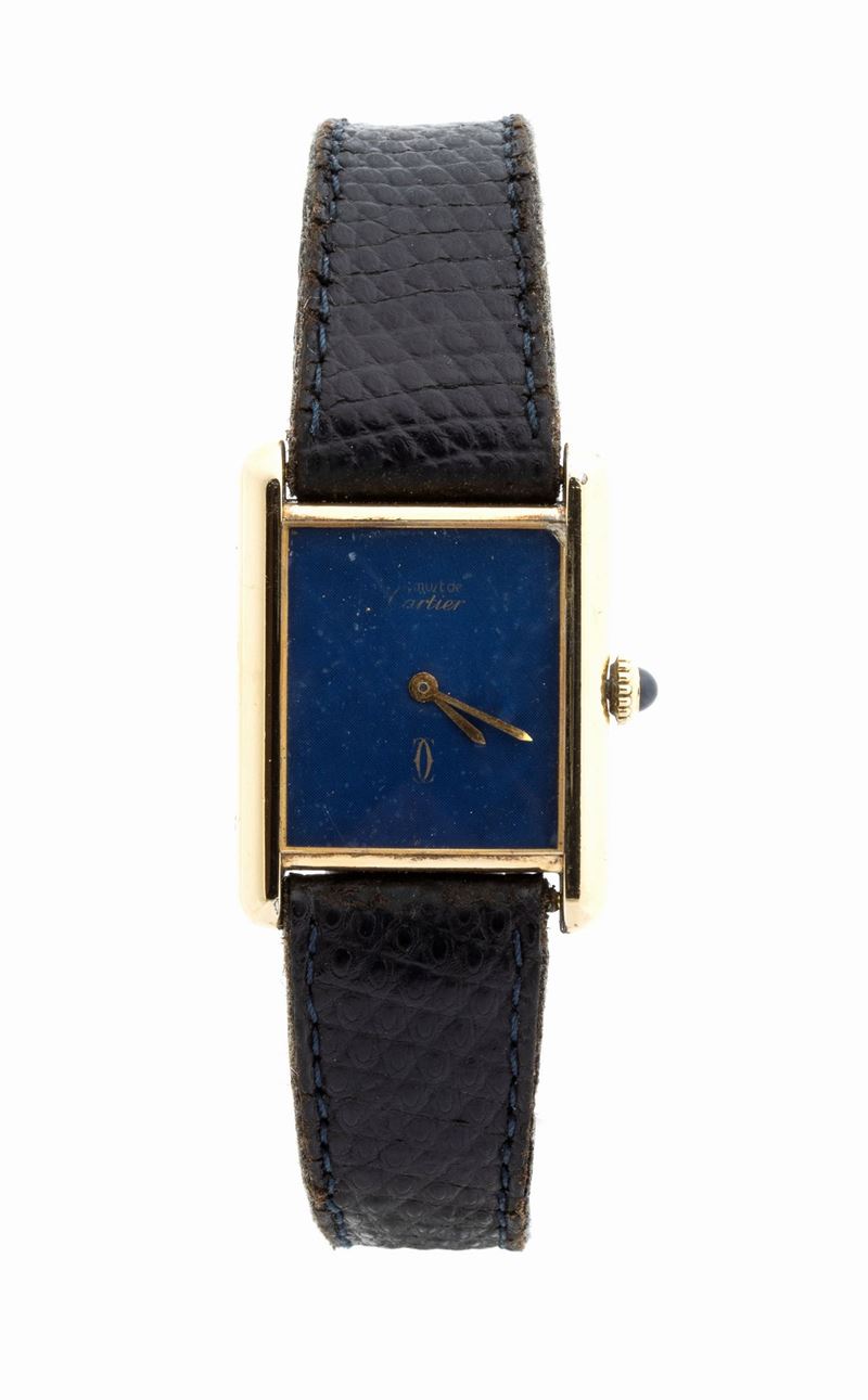 Le Must De Cartier Tank: Orologio da Polso in Argento Vermeille, Anni '70-'80