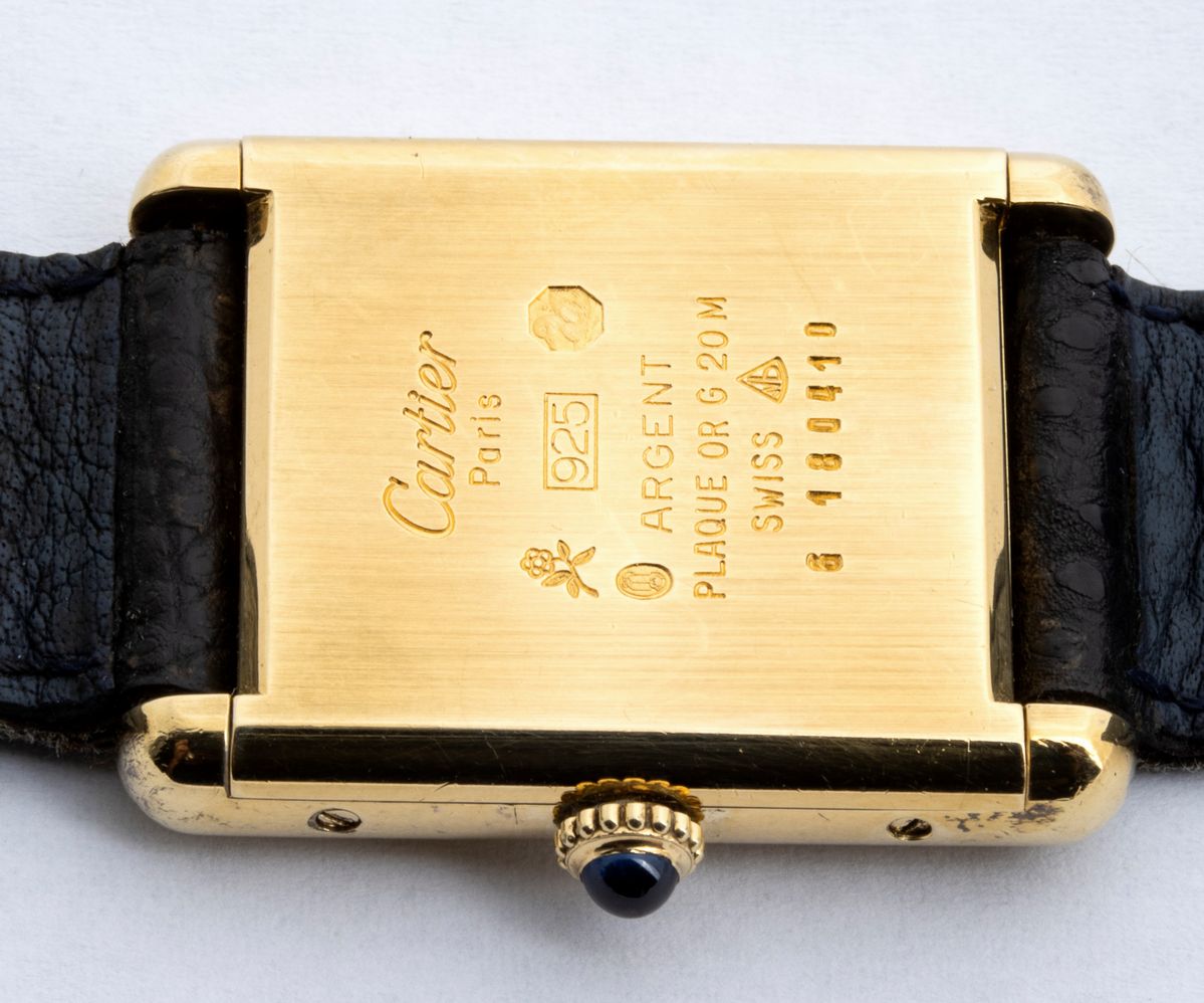 Le Must De Cartier Tank: Orologio da Polso in Argento Vermeille, Anni '70-'80