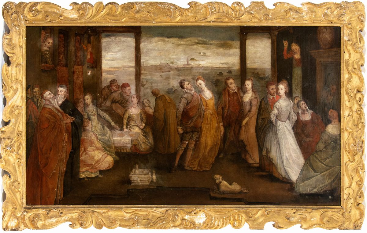 Artista Fiammingo Attivo a Venezia, Fine XVI - Inizio XVII Secolo - Ricevimento di Nozze in un Pa...