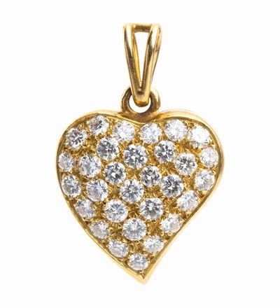 Pendente a Forma di Cuore in Oro e Diamanti