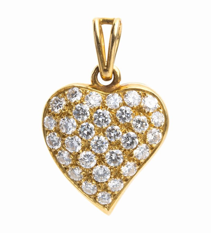 Pendente a Forma di Cuore in Oro e Diamanti