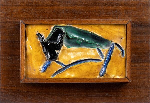 LEONCILLO LEONARDI : Tile (Bull)  - Glazed ceramic - Auction Modern and contemporary art: paintings, drawings,  sculptures and ceramics from 19th and 20th centuries - Bertolami Fine Art - Casa d'Aste