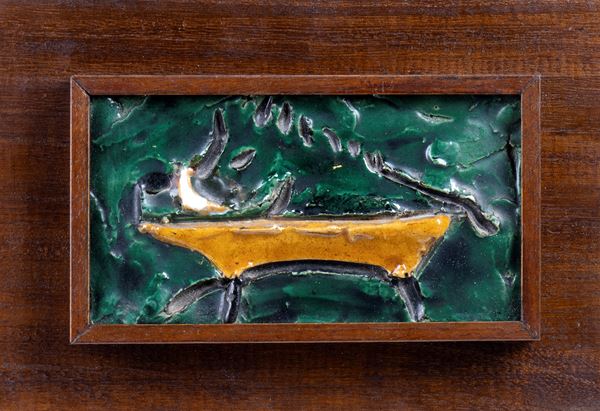LEONCILLO LEONARDI : Tile (Wild boar)  - Glazed ceramic - Auction Modern and contemporary art: paintings, drawings,  sculptures and ceramics from 19th and 20th centuries - Bertolami Fine Art - Casa d'Aste