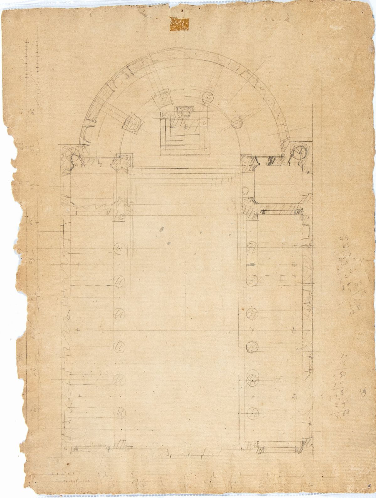 Architetto Neoclassico Italiano - Studio Architettonico per il Fronte di una Chiesa