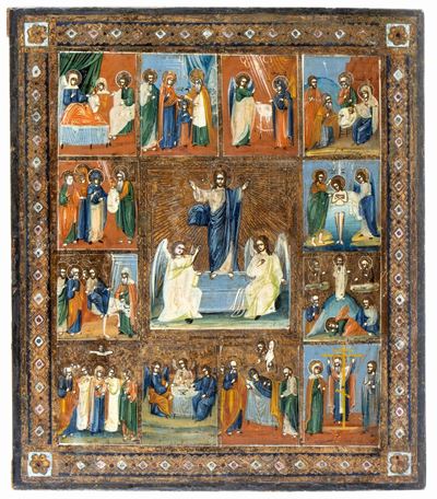 Icona Russa Raffigurante le Dodici Grandi Feste