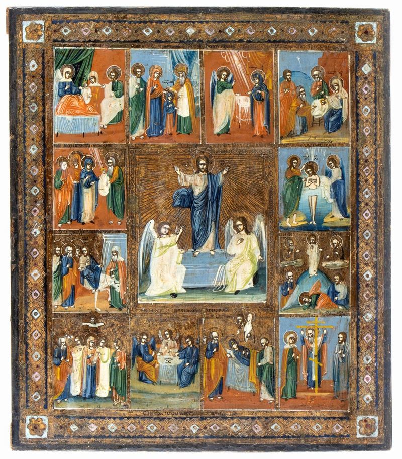Icona Russa Raffigurante le Dodici Grandi Feste
