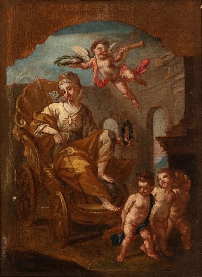 Trionfo della Virtù Condotta da Poesia, Pittura e Musica e Incoronata dalla Fama