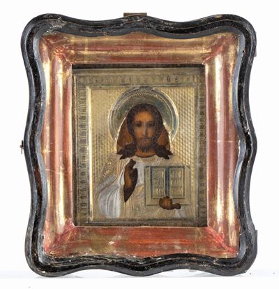 Icona Russa Raffigurante Cristo Pantocratore