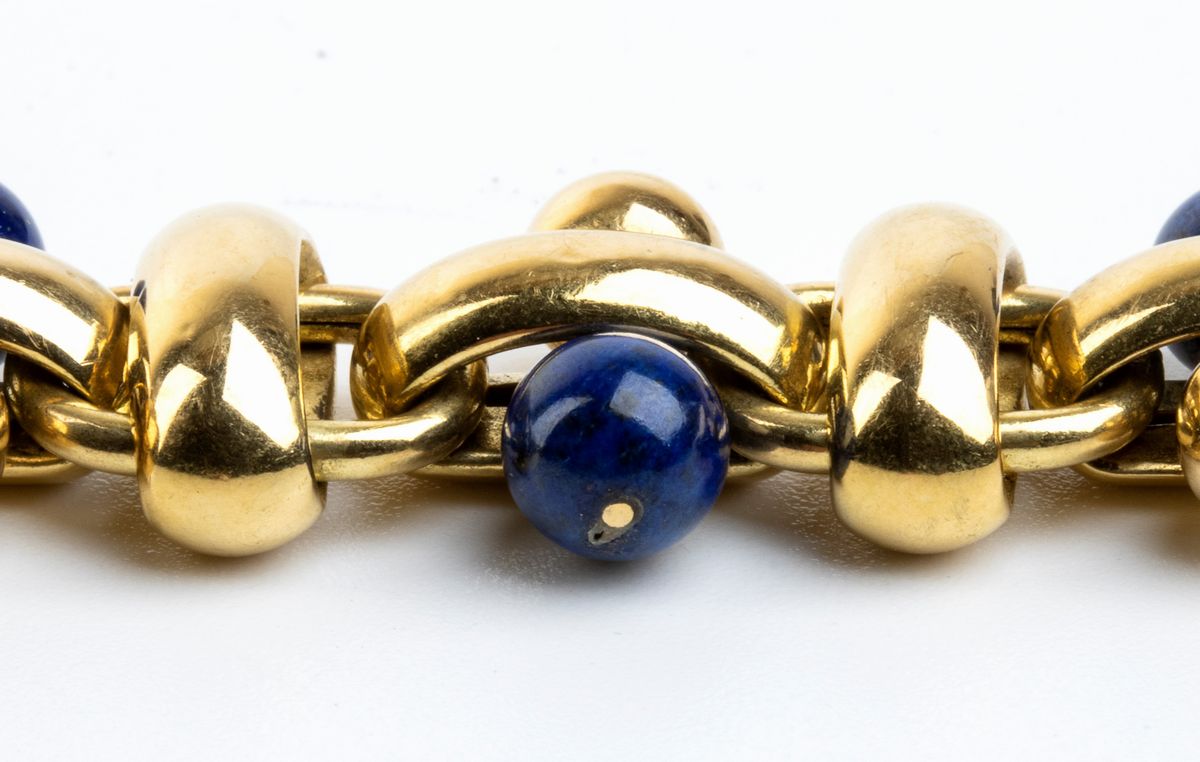 Bracciale a Maglie in Oro e Sfere in Lapis
