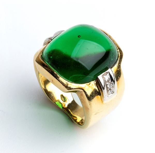 Glass paste gold ring