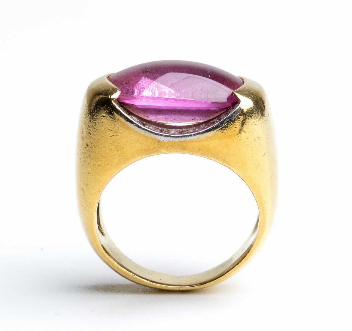 Anello in Oro con Diamanti e Pasta Vitrea Viola