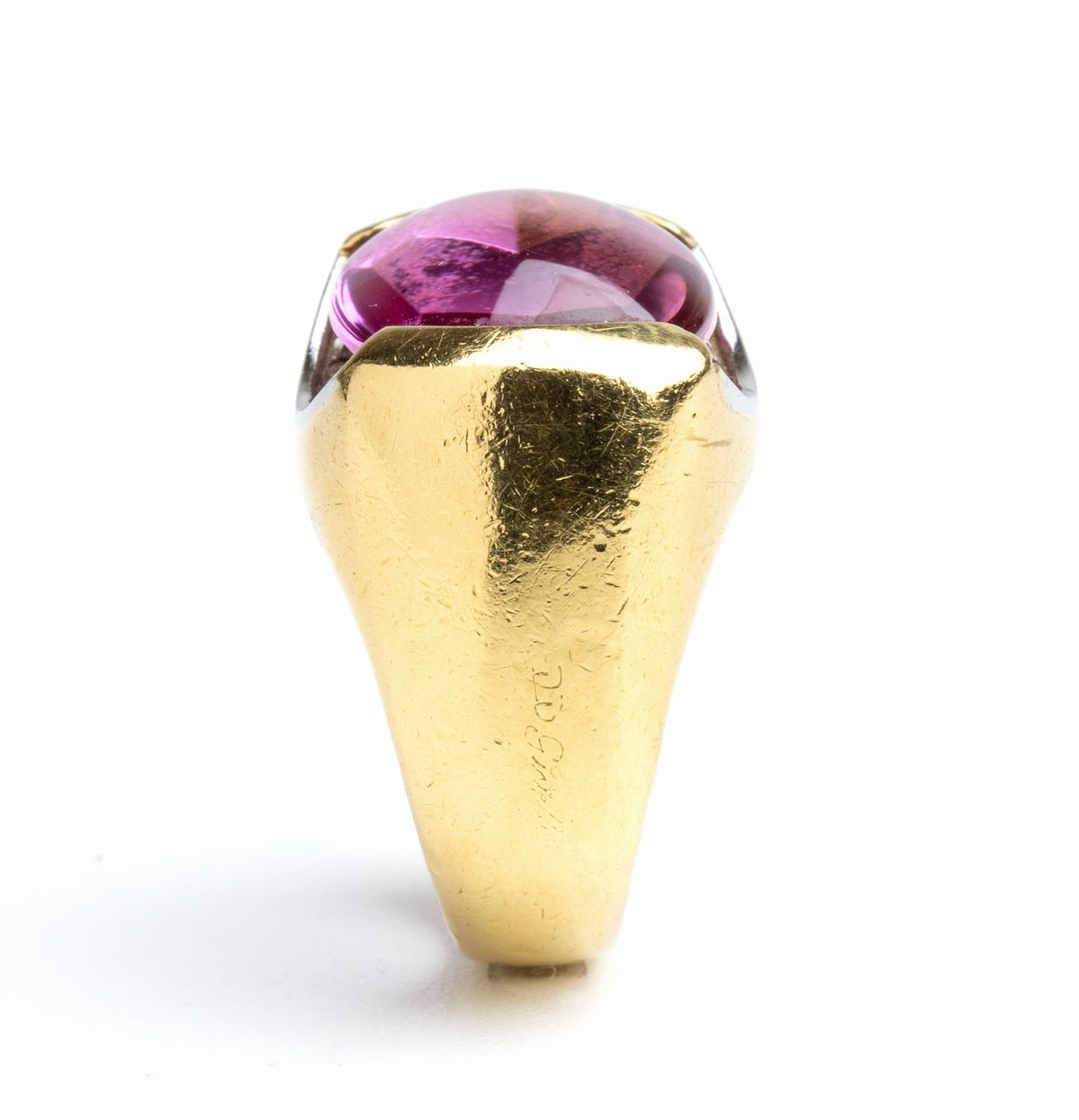 Anello in Oro con Diamanti e Pasta Vitrea Viola