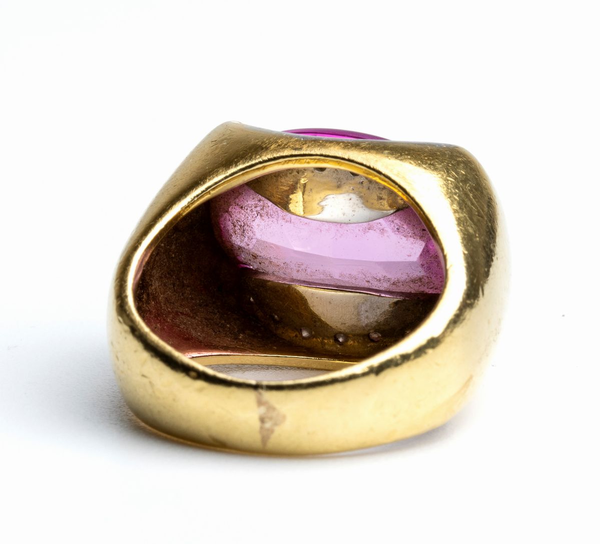 Anello in Oro con Diamanti e Pasta Vitrea Viola
