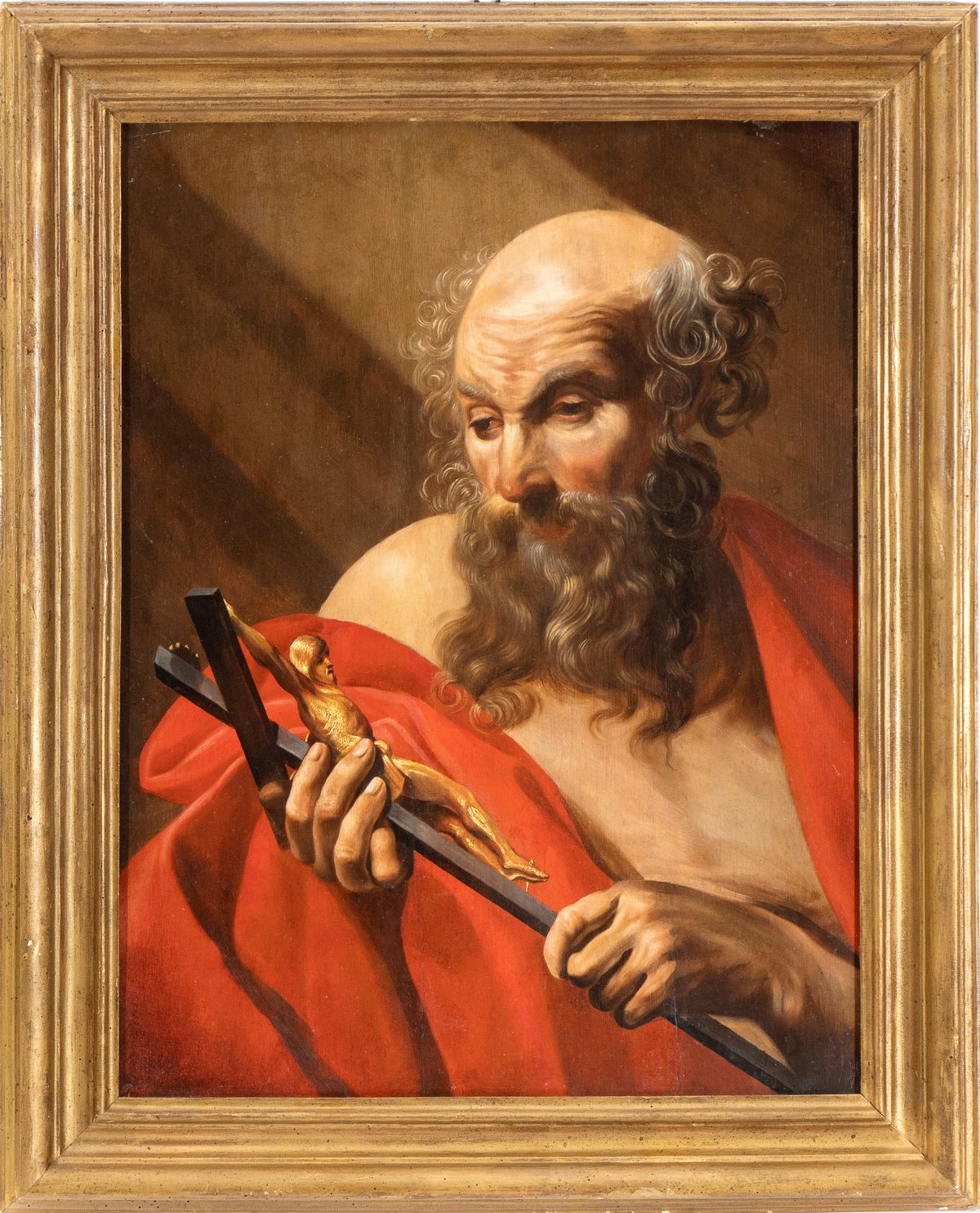 Artista Olandese Attivo in Italia, Prima Metà XVII Secolo - San Girolamo Contempla il Crocifisso
