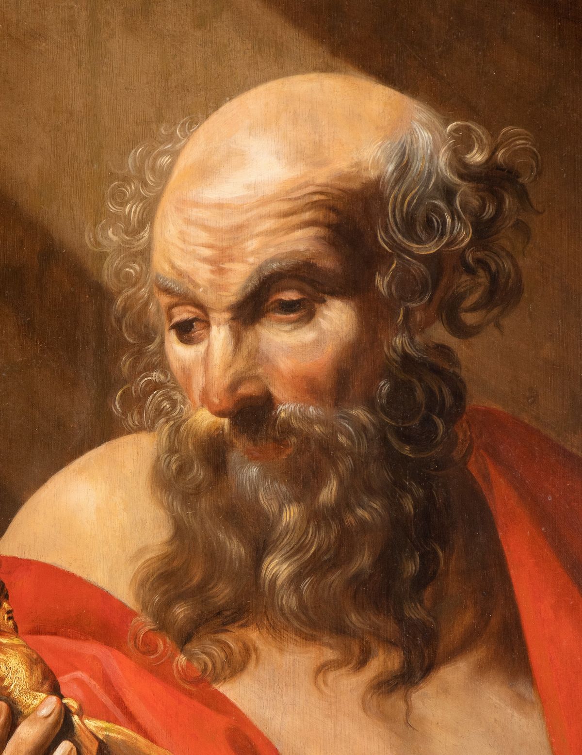 Artista Olandese Attivo in Italia, Prima Metà XVII Secolo - San Girolamo Contempla il Crocifisso