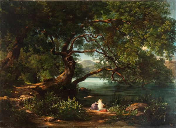 AURELIO  AMICI - Landscape with bathers
