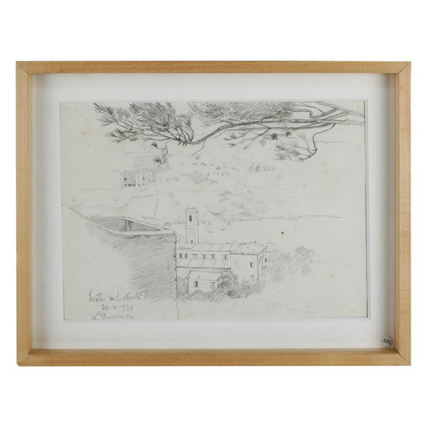 LEONARDO DUDREVILLE : Sestri from S. Nicolò  (1921)  - Pencil on paper - Auction Smart Auction: furniture, paintings, sculptures, silver and more at affordable prices - Bertolami Fine Art - Casa d'Aste