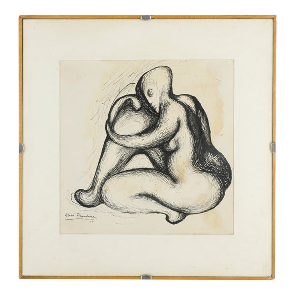 NINO FRANCHINA : Female nude  (1947)  - Indian ink on paper - Auction Smart Auction: furniture, paintings, sculptures, silver and more at affordable prices - Bertolami Fine Art - Casa d'Aste