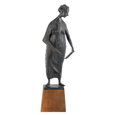 Figura Femminile, Scultura in Volume in Bronzo a Patina Scura