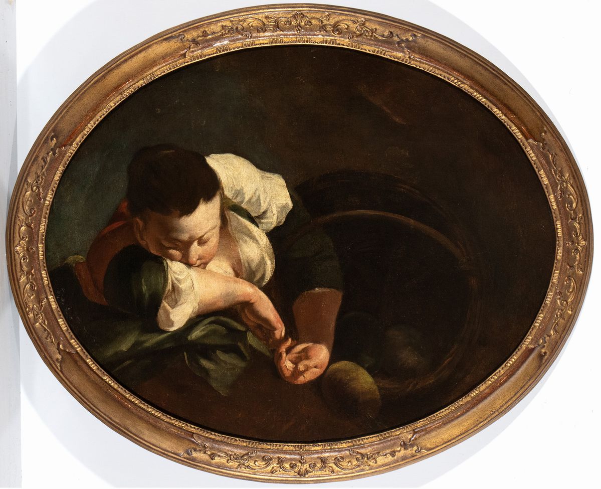 Giovanni Battista Piazzetta - A) Contadinella Addormentata con Cesto di Frutta; B) Due Fanciulli ...