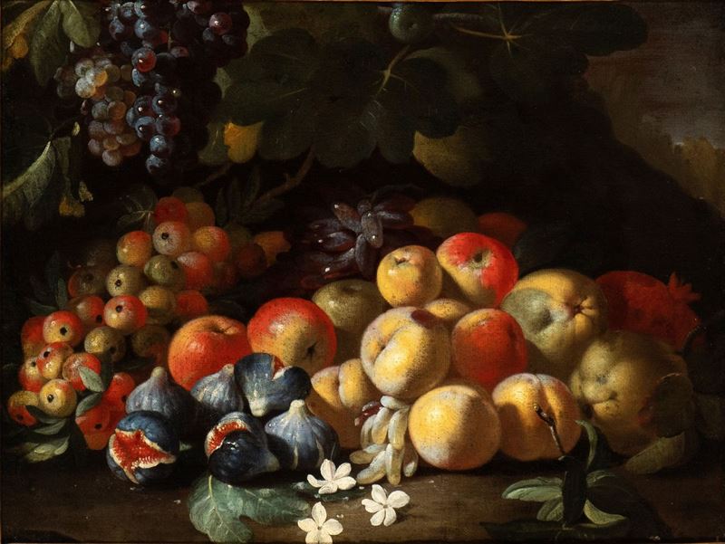 Luca Forte - Natura Morta di Mele, Pesche, Uva e Fichi