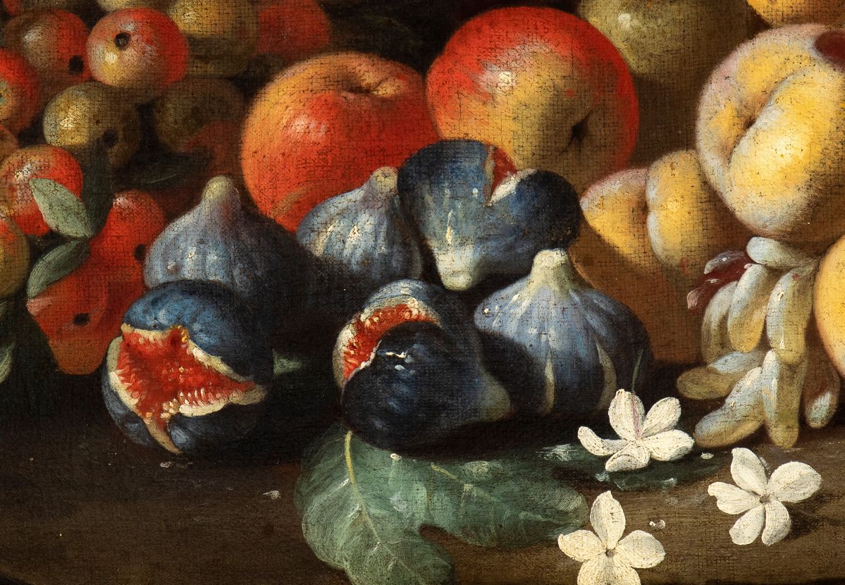 Luca Forte - Natura Morta di Mele, Pesche, Uva e Fichi