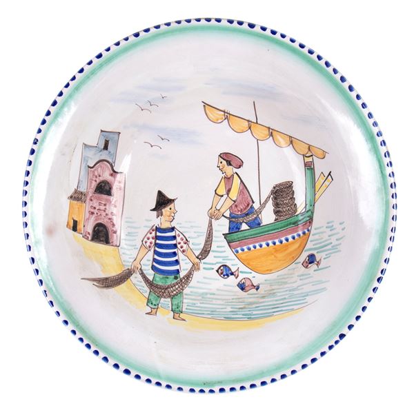 GIOVANNINO CARRANO - Plate with fishermen scene 