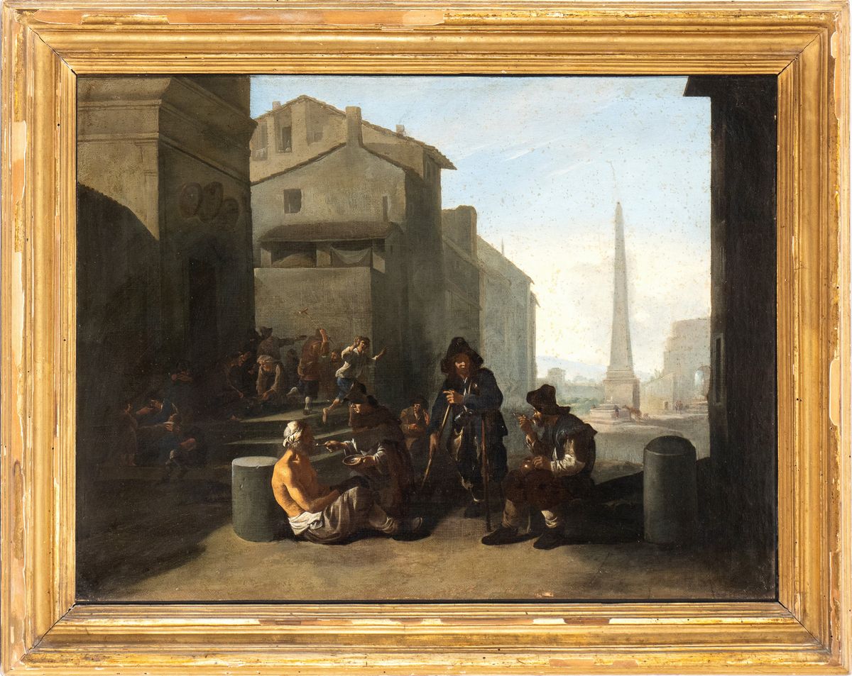 Johannes Lingelbach - Opera di Misericordia o Dar da Mangiare agli Affamati
