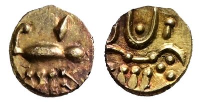 India. Indipendent States. Veera Raya, Fanam Coorg XVII Sec. Au. 0,30gr.