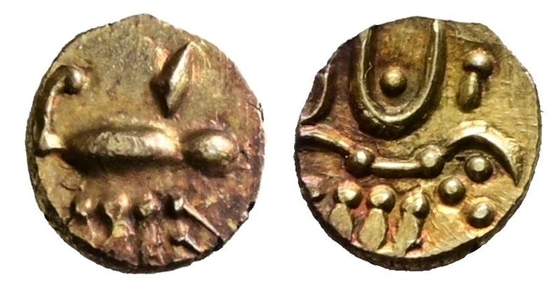 India. Indipendent States. Veera Raya, Fanam Coorg XVII Sec. Au. 0,30gr.