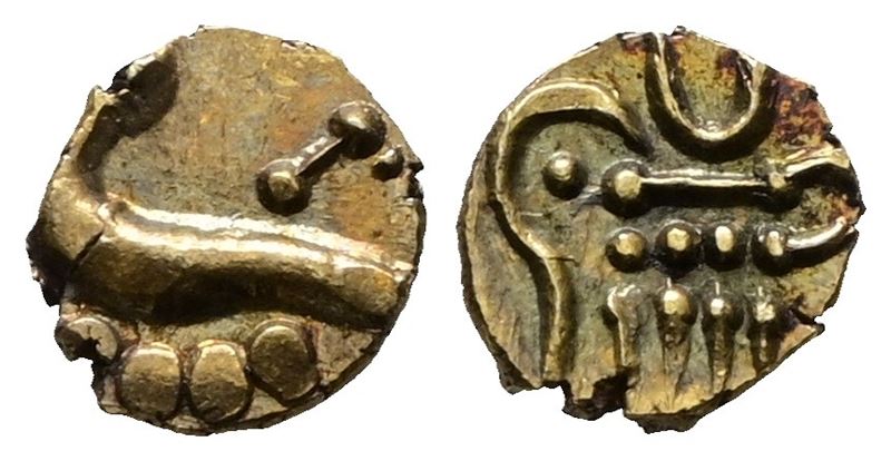 India. Indipendent States. Cochin. Fanam XVII Sec. Au. 0,32gr.