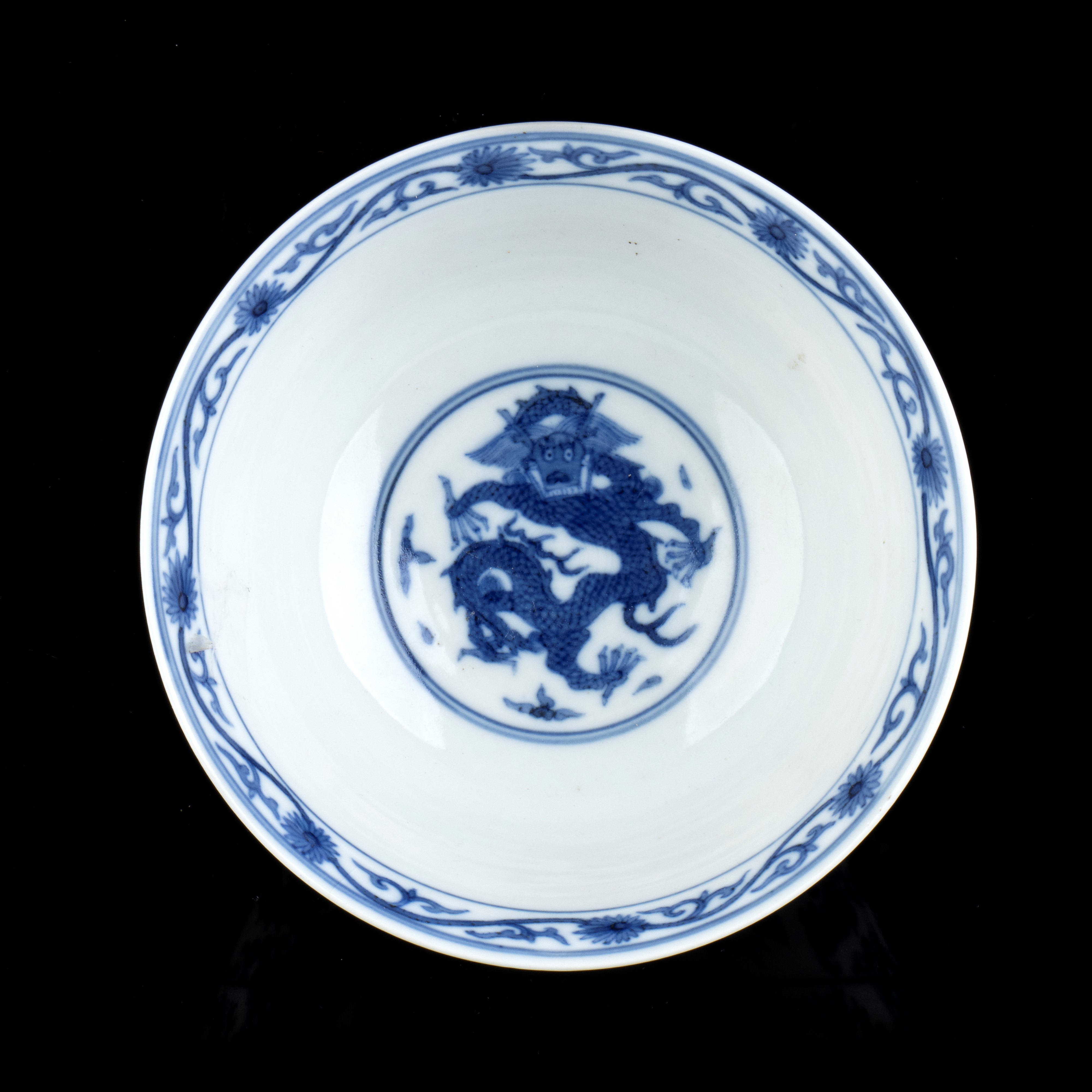 Ciotola in Porcellana 'bianco e Blu' con Decoro di Draghi