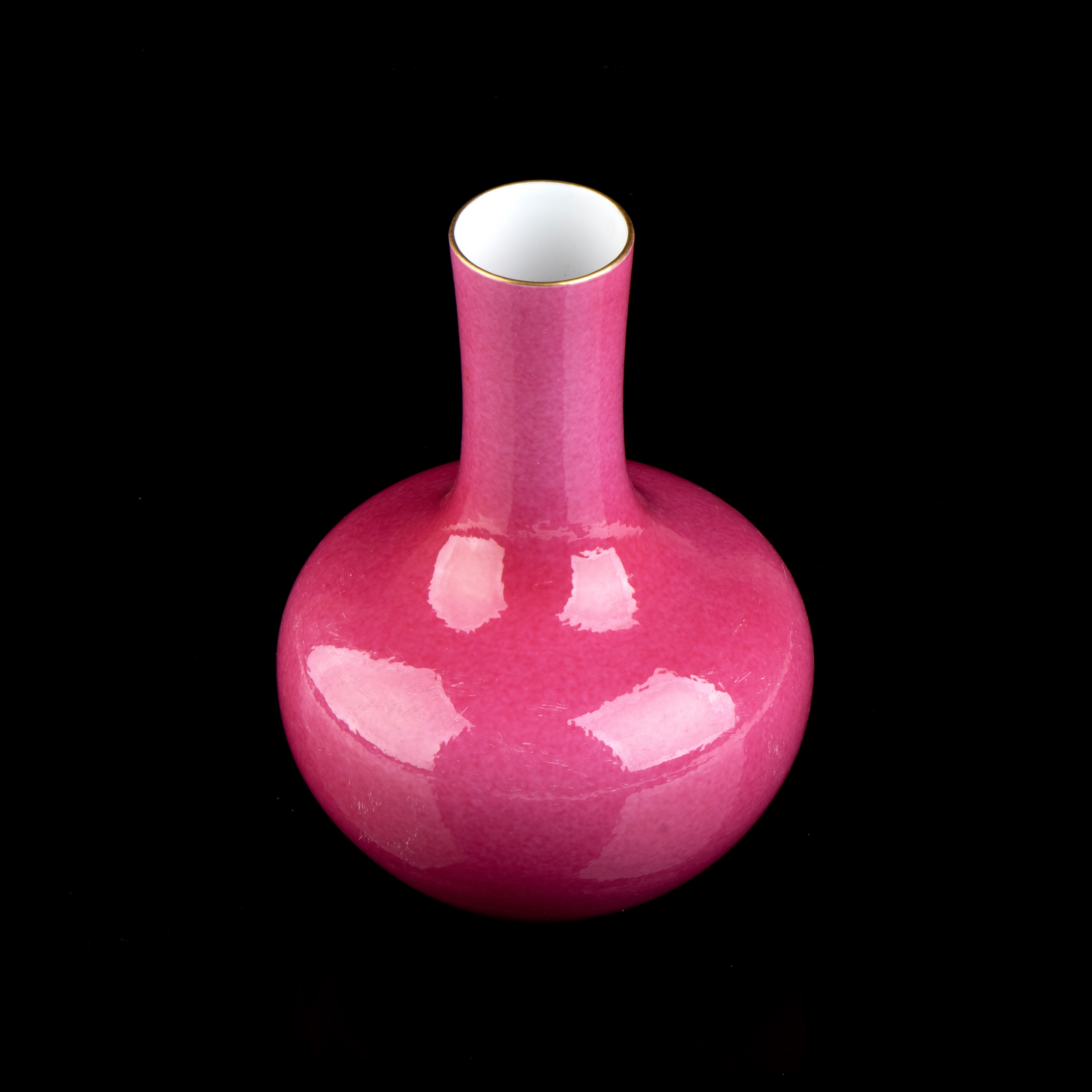 Vaso a Bottiglia in Porcellana con Invetriatura Rubino