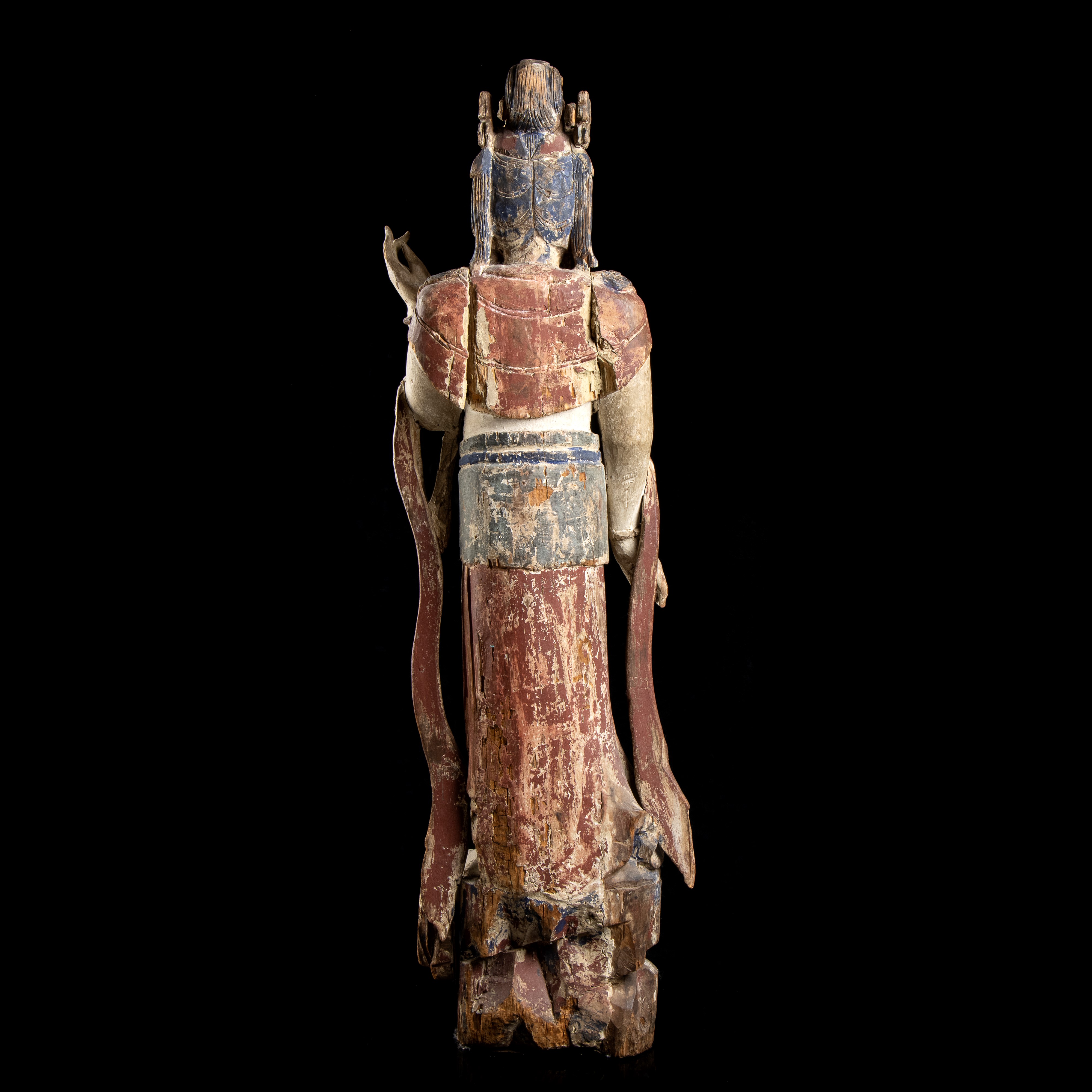 Grande Guanyin in Legno Dipinto